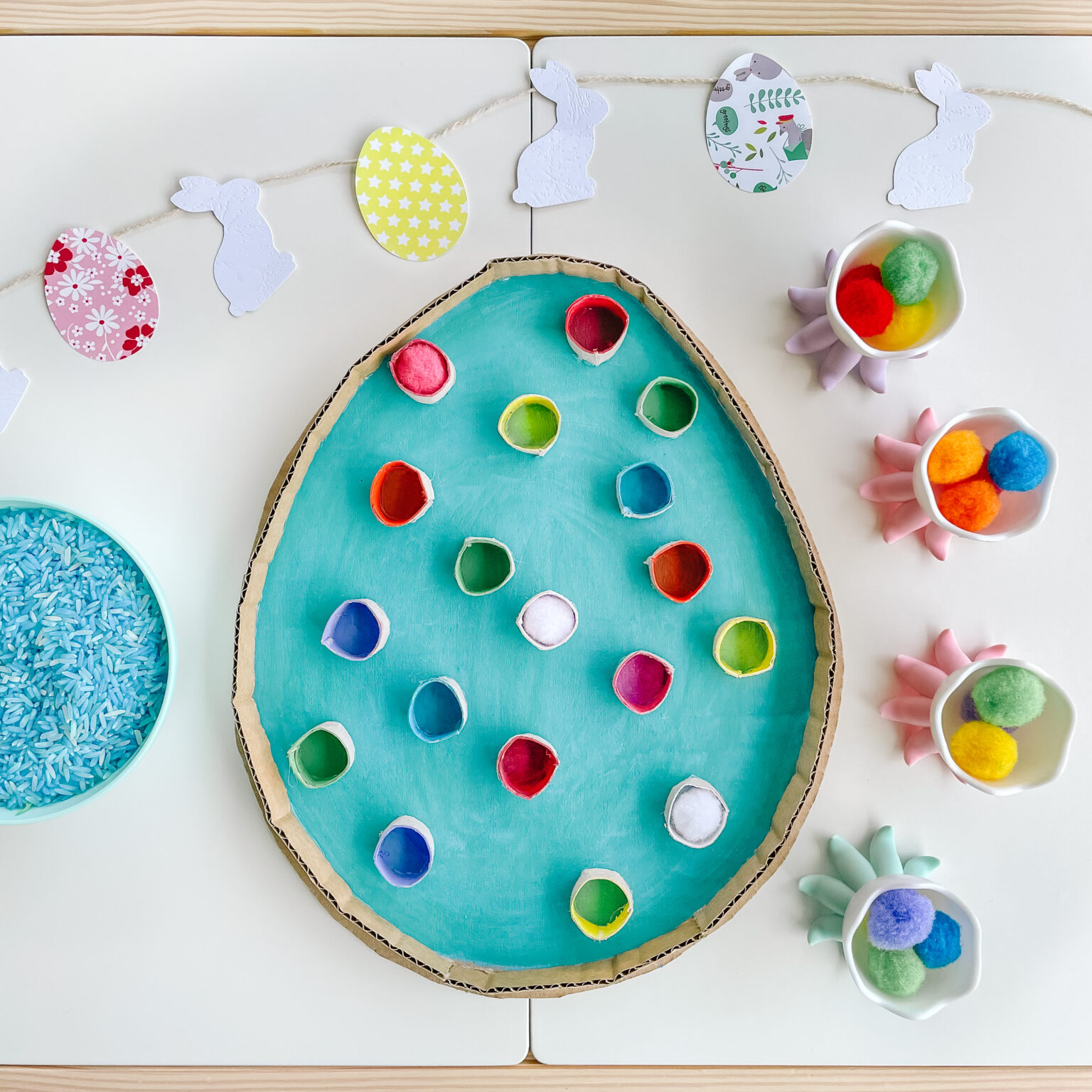 Rainbow Pompoms Sorting and Counting Activity